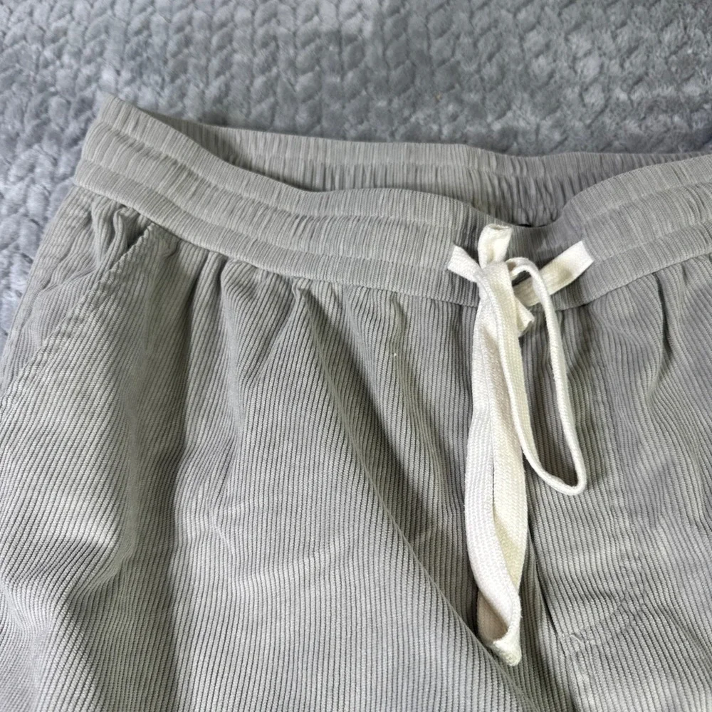 Manfinity Constitution Mens Gray Corduroy Pants Elastic Waist Drawstring Large